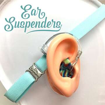 Ear Suspenders Headband for Hearing Aid Retention (Light Blue)