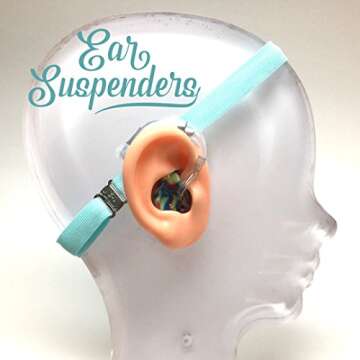 Ear Suspenders Headband for Hearing Aid Retention (Light Blue)