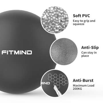 FITMIND Pilates Ball - 10 Inch Core Ball for Yoga, Stability, Fitness, Ab & Core Workouts - Black