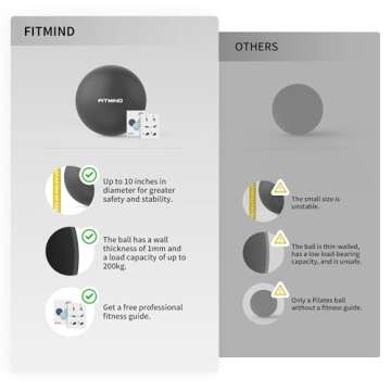 FITMIND 10 Inch Pilates Ball for Core and Fitness Workouts