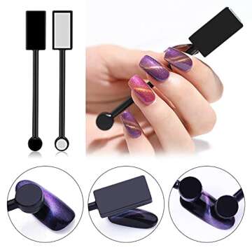 SILPECWEE 15Pcs Nail Magnet Set Cat Eye Gel Nail Polish Magnet Wand Magnetic Nail Polish Cat Eye Mag...