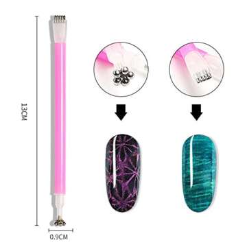 SILPECWEE 15Pcs Nail Magnet Set Cat Eye Gel Nail Polish Magnet Wand Magnetic Nail Polish Cat Eye Magnet for Nails Cat Eye Magnets Sticks Nail Design Tools Nail Art Accessories