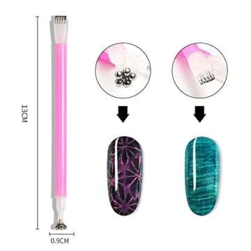 SILPECWEE 15Pcs Nail Magnet Set Cat Eye Gel Nail Polish Magnet Wand Magnetic Nail Polish Cat Eye Magnet for Nails Cat Eye Magnets Sticks Nail Design Tools Nail Art Accessories