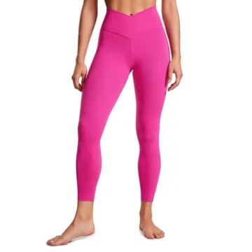 CRZ YOGA Women's Butterluxe Cross Waist Leggings 25" Hibiscus Purple - Stylish & Comfortable Activew...