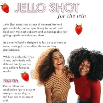 Ecoslay Jello Shot Gel - Extra Firm, Strong Hold Aloe & Okra Formula for Kinky Curly Type 4c Hair - Long-Lasting Women's Curly Hairstyling Solution - 8oz
