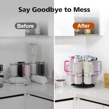 Water Bottle Organizer for Stanley 40 oz Tumbler with Handle, Rotatable Stanley Cup Organizer Holder...