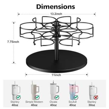 Water Bottle Organizer for Stanley 40 oz Tumbler with Handle, Rotatable Stanley Cup Organizer Holder, Patented Product, Kitchen Organizers and Storage for Stanley Cup Accessories, Black