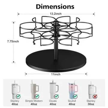 Water Bottle Organizer for Stanley 40 oz Tumbler with Handle, Rotatable Stanley Cup Organizer Holder, Patented Product, Kitchen Organizers and Storage for Stanley Cup Accessories, Black