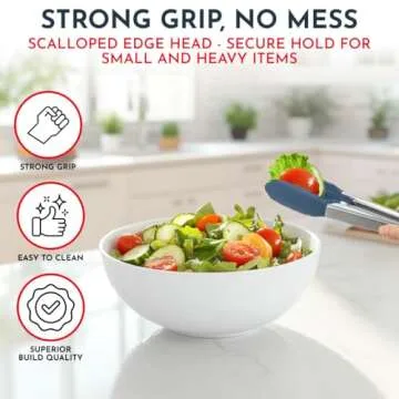 Silicone Kitchen Tongs with Silicone Tips, Set of 3 Heat Resistant Tongs for Serving Food, 7-Inch, 9-Inch, 12-Inch Locking Silicone Tongs for Cooking Tongs, Salad Tongs, Blue Kitchen Utensils