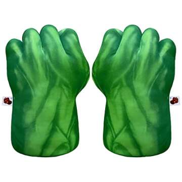 Superhero Hands Gloves Superhero Toy Fists Kids Soft Plush Superhero Costume Accessories Superhero Costumes Gloves Cosplay for Boy Girl Christmas Halloween Birthday Gift (1 Pair) Green