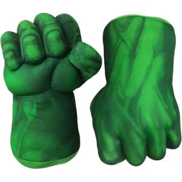 Superhero Hands Gloves Superhero Toy Fists Kids Soft Plush Superhero Costume Accessories Superhero Costumes Gloves Cosplay for Boy Girl Christmas Halloween Birthday Gift (1 Pair) Green