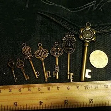 Vintage Skeleton Keys Charm Set 12 Unique Designs