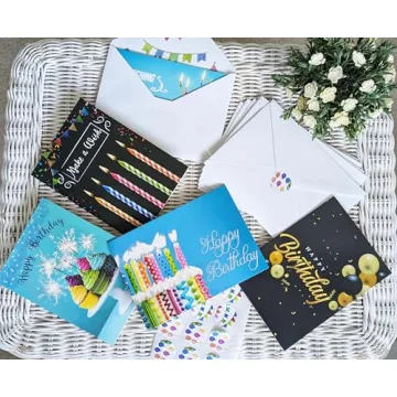 Happy Birthday Cards Bulk Set of 100 with Envelopes