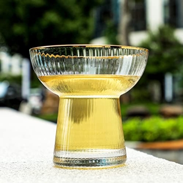 Lysenn Gold Rim Stemless Margarita Glasses Set Premium Quality