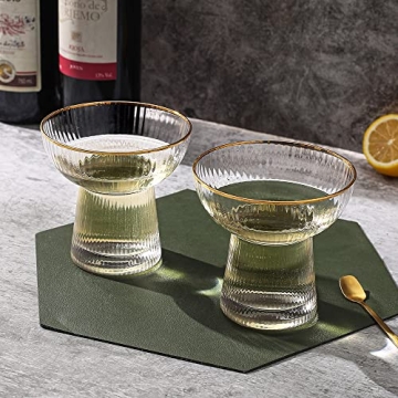 Lysenn Gold Rim Stemless Margarita Glasses Set Premium Quality