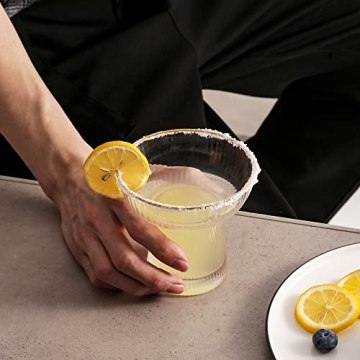 Lysenn Gold Rim Stemless Margarita Glasses Set Premium Quality