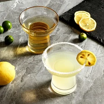 Lysenn Gold Rim Stemless Margarita Glasses Set Premium Quality