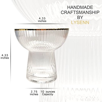 Lysenn Gold Rim Stemless Margarita Glasses Set Premium Quality