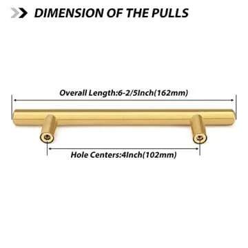 goldenwarm 5pcs Brushed Brass Cabinet Pulls 4in Gold Kitchen Drawer Handles Drawer Pulls - LS201GD10...