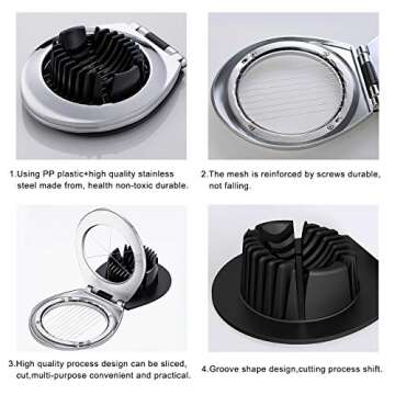 Egg Slicer, BIBURY Egg Slicer for Hard Boiled Eggs, Heavy Duty Egg Cutter for Egg Strawberry Mushroom Soft Fruit, Stainless Steel Wire with 3 Slicing Styles, Easy to Clean