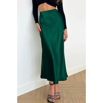 PRETTYGARDEN Women's Summer Midi Satin Skirt for All Occasions