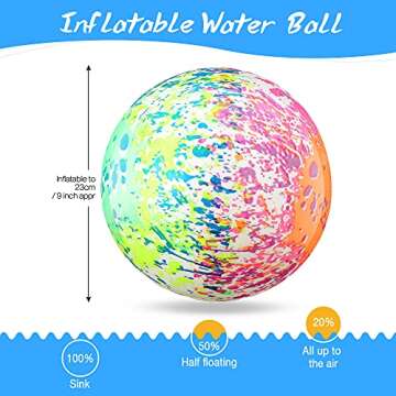 Hiboom Swimming Pool Diving Balls Underwater, Pools Toys Ball with Water Filling Adapter for Under Water Passing, Dribbling, Diving and Pool Games for Teens, Adults (Water Color Style)