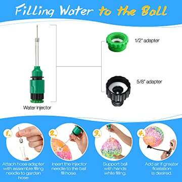 Hiboom Swimming Pool Diving Balls Underwater, Pools Toys Ball with Water Filling Adapter for Under Water Passing, Dribbling, Diving and Pool Games for Teens, Adults (Water Color Style)