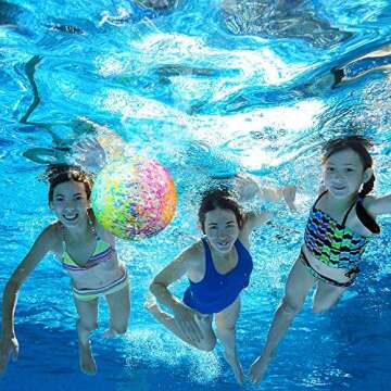 Hiboom Swimming Pool Diving Balls Underwater, Pools Toys Ball with Water Filling Adapter for Under Water Passing, Dribbling, Diving and Pool Games for Teens, Adults (Water Color Style)