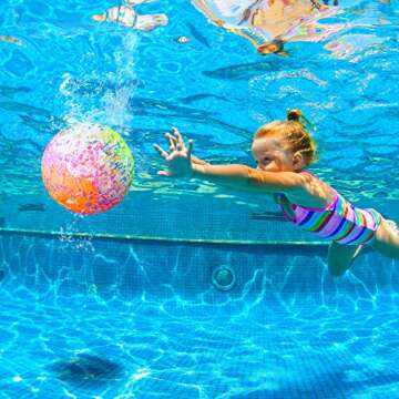 Hiboom Swimming Pool Diving Balls Underwater, Pools Toys Ball with Water Filling Adapter for Under Water Passing, Dribbling, Diving and Pool Games for Teens, Adults (Water Color Style)
