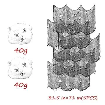 JQAQJU 7 Pack Creepy Cloth Halloween Decorations 72x30 Inch with Spiders White Webs, Black Spooky Ch...