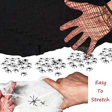 JQAQJU 7 Pack Creepy Cloth Halloween Decorations 72x30 Inch with Spiders White Webs, Black Spooky Cheesecloth Fabric Scary Gauze for Halloween Drapes Yard Patio Party Stair Haunted Houses