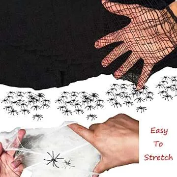 JQAQJU 7 Pack Creepy Cloth Halloween Decorations 72x30 Inch with Spiders White Webs, Black Spooky Cheesecloth Fabric Scary Gauze for Halloween Drapes Yard Patio Party Stair Haunted Houses