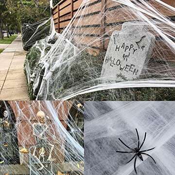 JQAQJU 7 Pack Creepy Cloth Halloween Decorations 72x30 Inch with Spiders White Webs, Black Spooky Cheesecloth Fabric Scary Gauze for Halloween Drapes Yard Patio Party Stair Haunted Houses