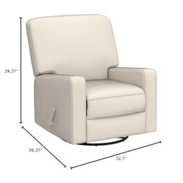 Harkawon Swivel Rocker Recliner Chair, Glider Rocker Recliner, Rocking Chair Nursery, Fabric Chair with High Back, Deep Seat, for Living Room, Bedroom, Beige