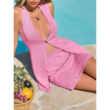 Tankaneo Womens 2 Piece Vacation Sets Sleeveless V Neck Long Vest Knit Top and Mini Skirt Summer Beach Outfits