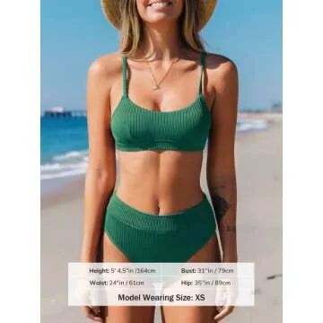 CUPSHE Women's Emerald Green High Waisted Bikini Set
