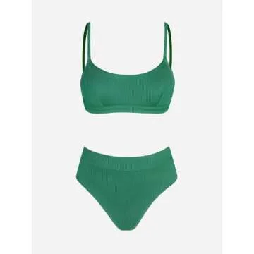 CUPSHE Women's Emerald Green High Waisted Bikini Set