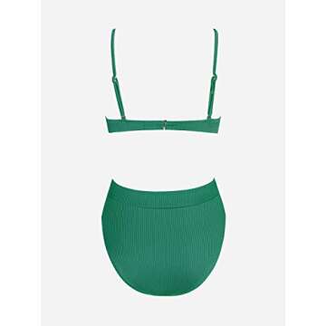 CUPSHE Women's Emerald Green High Waisted Bikini Set
