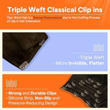 Full Shine Brown Clip in Hair Extensions Brazilian Hair Clip in Extensions for Women Dark Brown Hair...