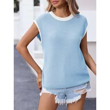 Trendy Saodimallsu Summer Cap Sleeve Knit Top for Women