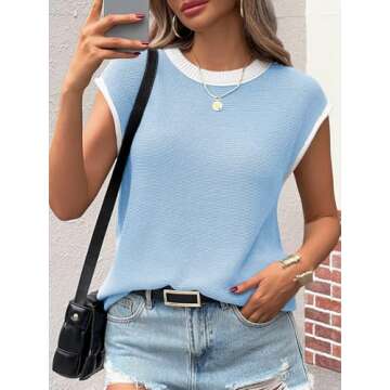 Trendy Saodimallsu Summer Cap Sleeve Knit Top for Women