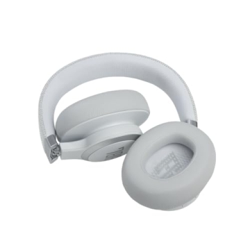 JBL Live 660NC - Wireless Over-ear Noise Cancelling headphones, JBL Signature Sound, Voice Assist, Up to 50Hrs of Battery with Speed Charging, Comfort-fit fabric headband and carrying pouch (White)