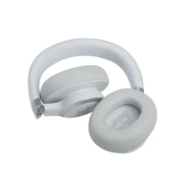 JBL Live 660NC - Wireless Over-ear Noise Cancelling headphones, JBL Signature Sound, Voice Assist, Up to 50Hrs of Battery with Speed Charging, Comfort-fit fabric headband and carrying pouch (White)