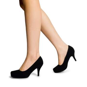 DREAM PAIRS Tiffany Women's New Classic Elegant Versatile Low Stiletto Heel Dress Platform Pumps Shoes,Size 8,Black/Nubuck,TIFFANNY