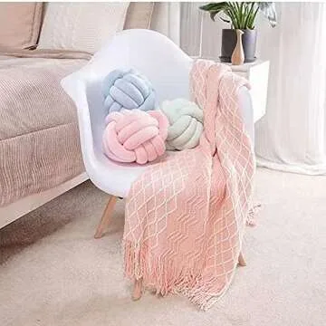 Knot Pillow Ball Round Cushion Pillows, Children Room Decoration Plush Toys Calming Stress Relief Toy (Pink,11in/28cm)