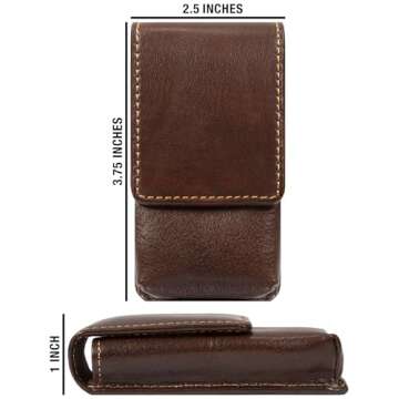 Tony Perotti CUSTOM PERSONALIZED INITIALS ENGRAVING Womens Italian Bull Leather Top Flap Double Lipstick Case with Mirror in Brown