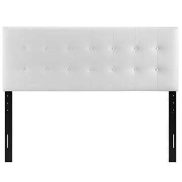 Modway MOD-5173 Emily Tufted Button Faux Leather Upholstered Full Headboard in White