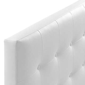 Modway MOD-5173 Emily Tufted Button Faux Leather Upholstered Full Headboard in White