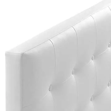 Modway MOD-5173 Emily Tufted Button Faux Leather Upholstered Full Headboard in White