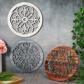 Blulu 3 Pieces Thicken Rustic Wall Decor - Farmhouse Wood Art for Home